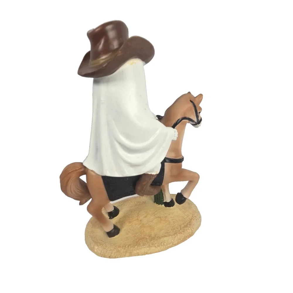 Unbranded Cowboy Ghost Riding Horse Figurine 9in Tan New Halloween Western Decor